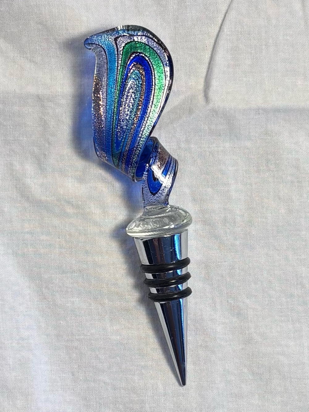 Murano-style blown glass bottle stopper